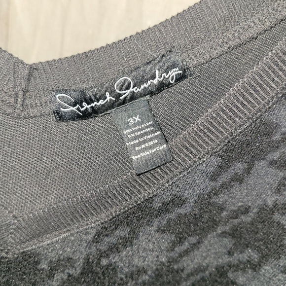 French Laundry 3X Black Houndstooth V Neck Long Sleeve Oversized Tunic Top - Picture 4 of 8